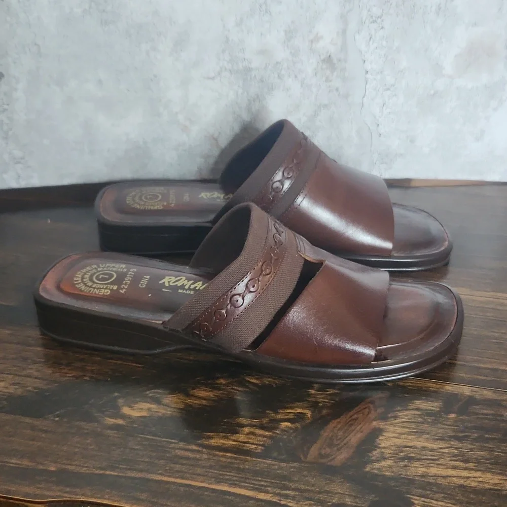 Romano Gina women’s slip on leather sandals size 7 - Picture 2 of 10